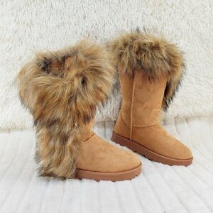 Tan Chi Chi Faux Fur Thick Lined Furry
Winter Boots
